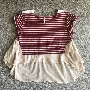 Free People red striped flowy tee